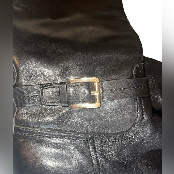 Michael Kors Black Brown Leather Fulton Harness Boots 7M - Picture 12 of 13